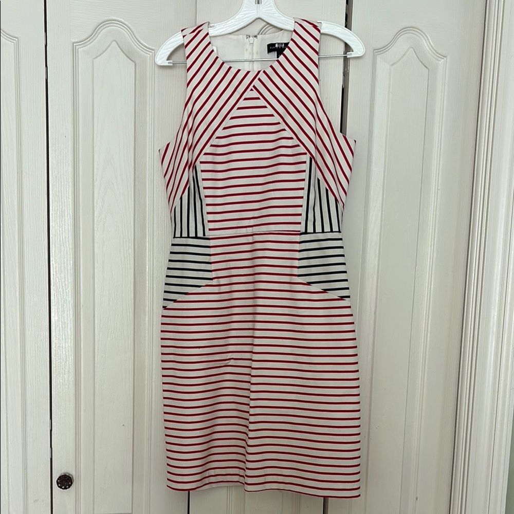 Slate & Willow Red and White Halter Sheath Dress